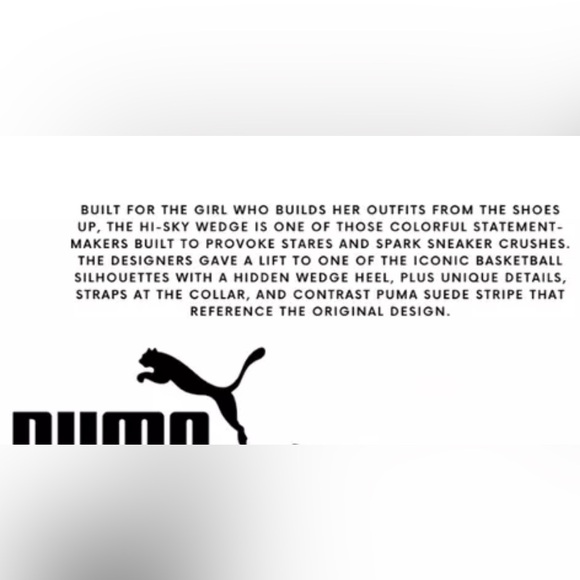 Puma Sky High Wedge Black Gold  Suede Sneaker Size 7.5 US - Picture 12 of 12